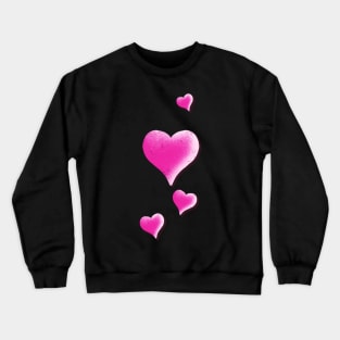 Pink Hearts Illustration Vintage Heart Design Crewneck Sweatshirt